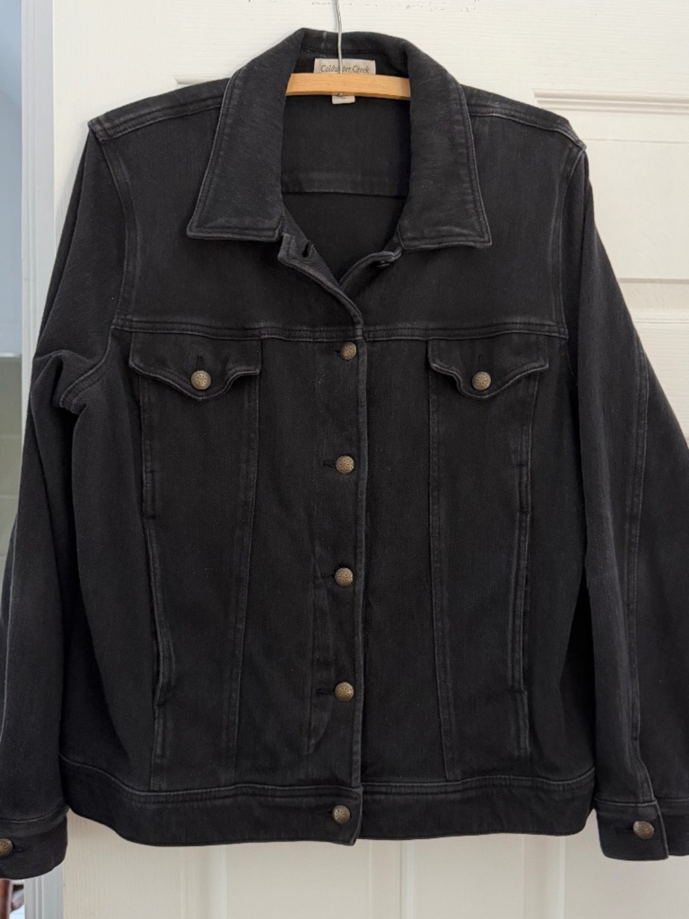 Coldwater Creek Black Jean Jacket Size 1X Stretch Denim Casual